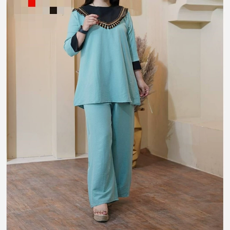 ست تونیک شلوار یقه خورشیدی