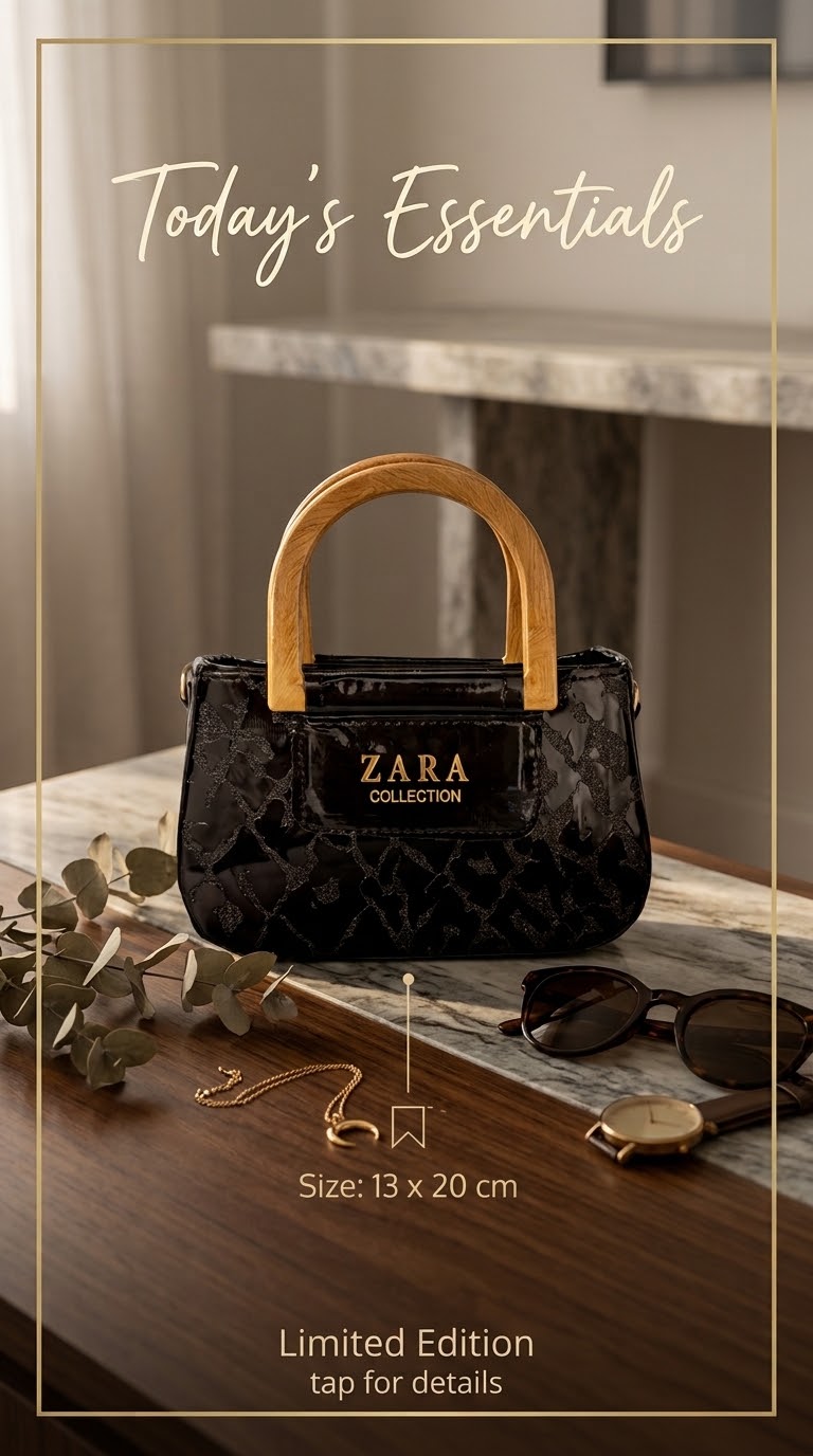 کیف دسته چوبی زارا مشکی